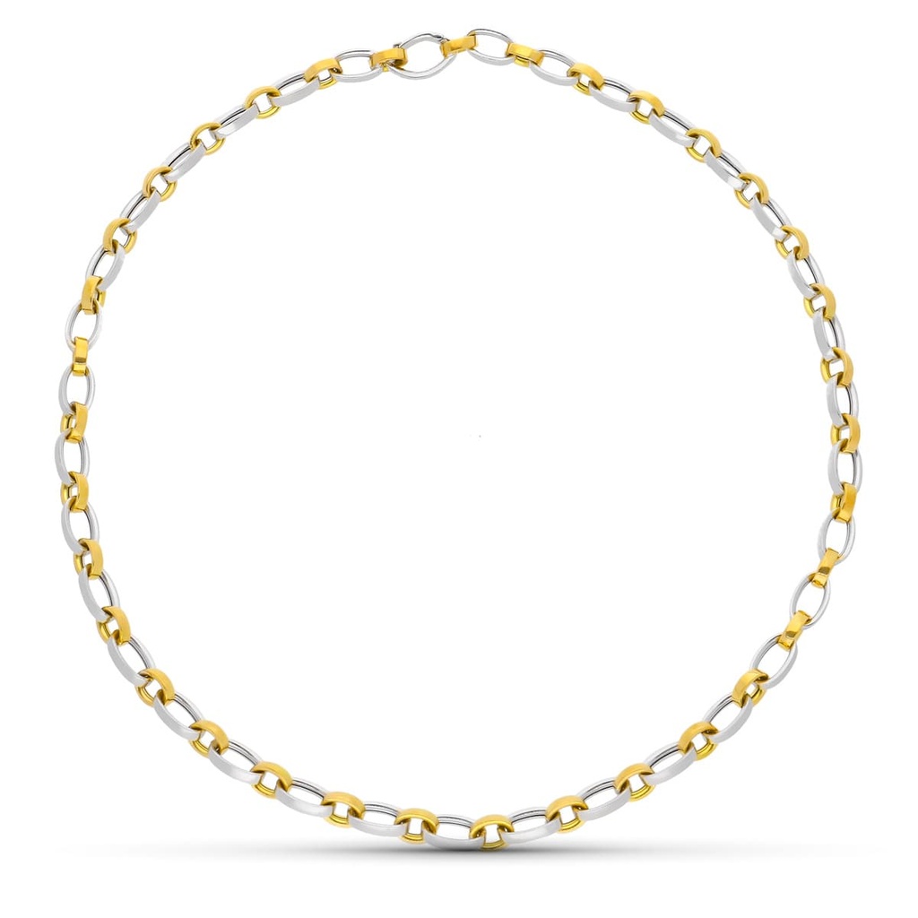 18K COLLAR ORO BICOLOR ESLABONES OVALES