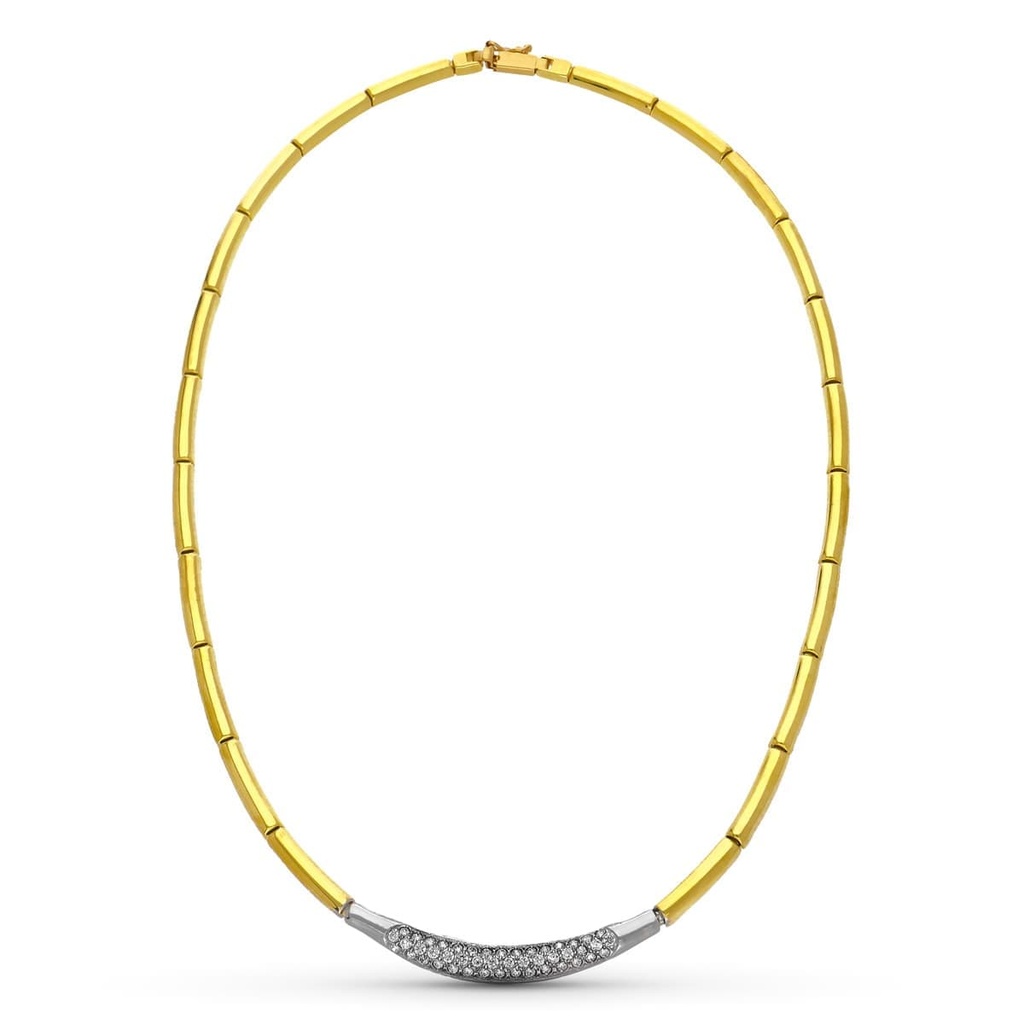 18K GARGANTILLA ORO BICOLOR CIRCONITAS MOTIVO