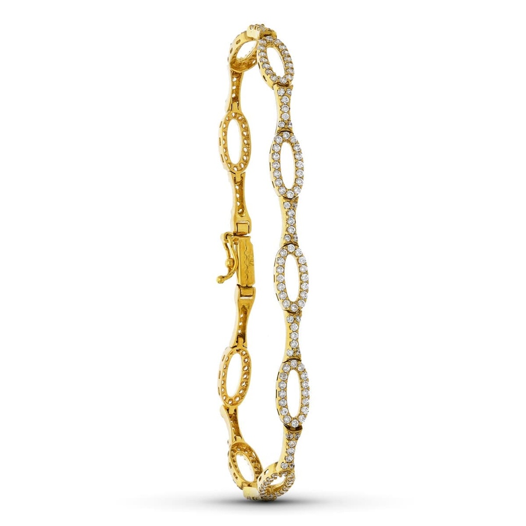 18K PULSERA ORO AMARILLO ESLABONES CIRCONITAS 19CM