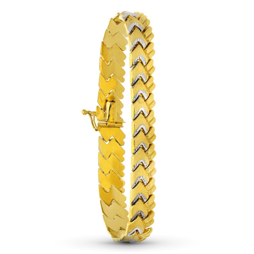 18K PULSERA ORO BICOLOR ESTAMAPCION. 20CM