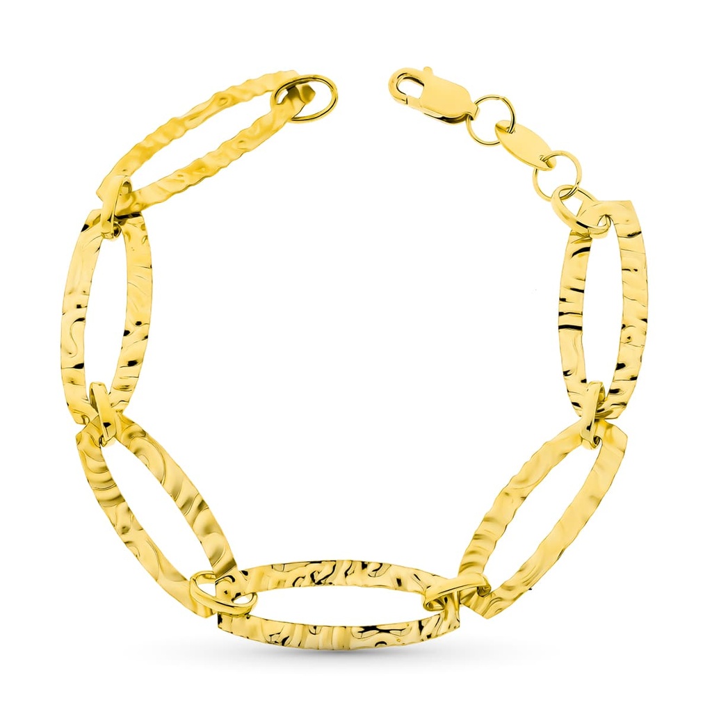 18K PULSERA ORO AMARILLO ESLABONES LABRADOS