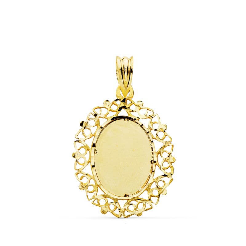 18K CHAPA CERCO CALADO 28X21 MM