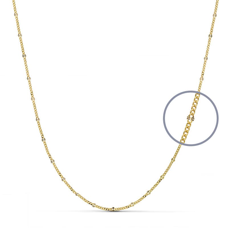 18K CADENA MACIZA DIAMANTADA 40 CM 1.5 MM