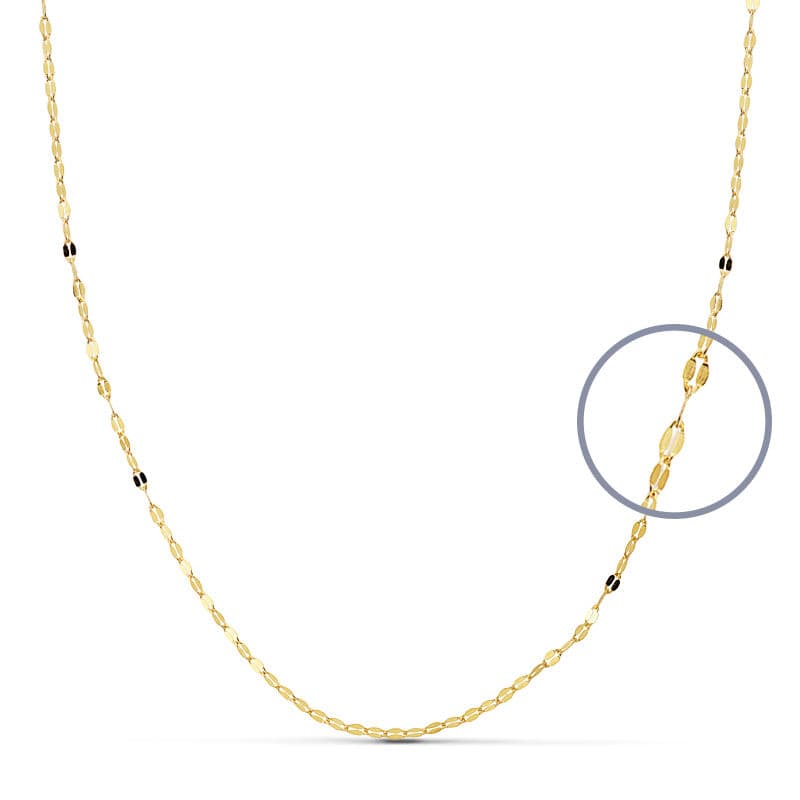 18K CADENA MACIZA  DIAMANTADA 40 CM 1 MM