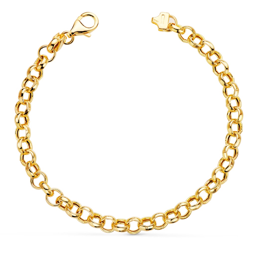 18K PULSERA ORO AMARILLO ROLO HUECA ANCHO 5.5 MM LARGO 19 CM