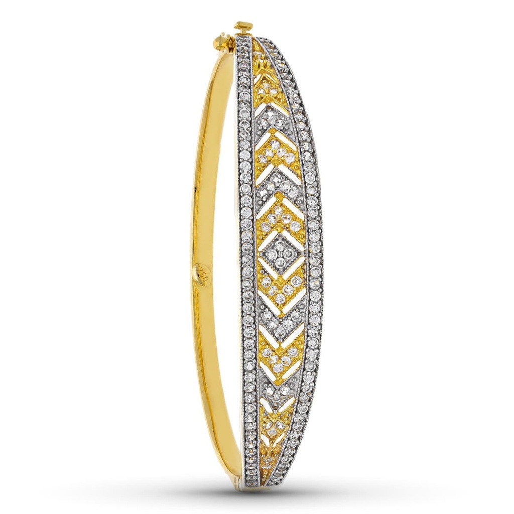 18K PULSERA ORO BICOLOR RIGIDA CIRCONITAS