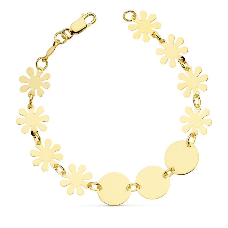 18K PULSERA FLORES 18.5 CM 6.50 GR
