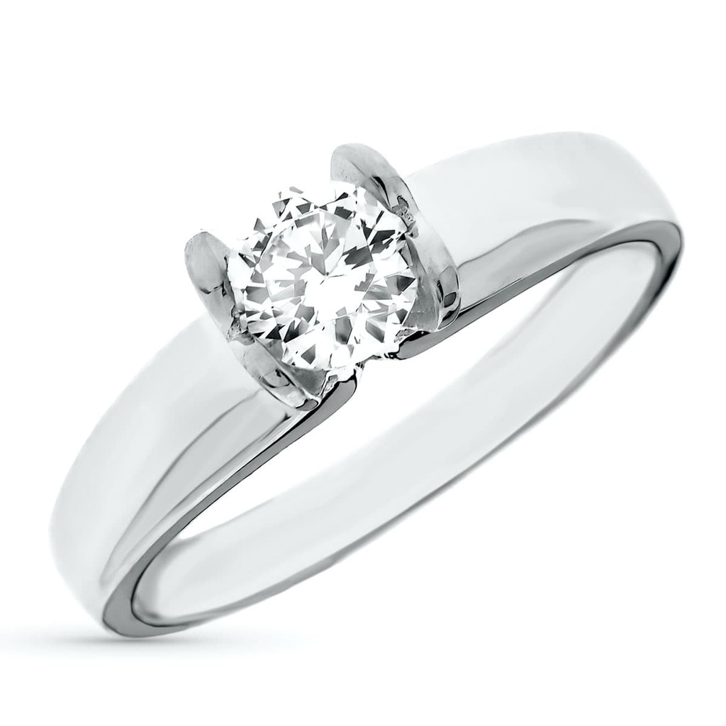 18K SOLITARIO ORO BLANCO CIRCONITA 5 MM
