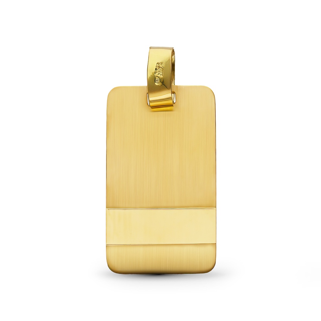 18K CHAPA ORO AMARILLO BANDA BRILLO 27X15 MM