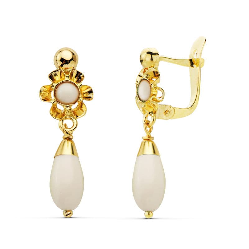 18K PENDIENTES LAGRIMA BLANCA 22X7 MM