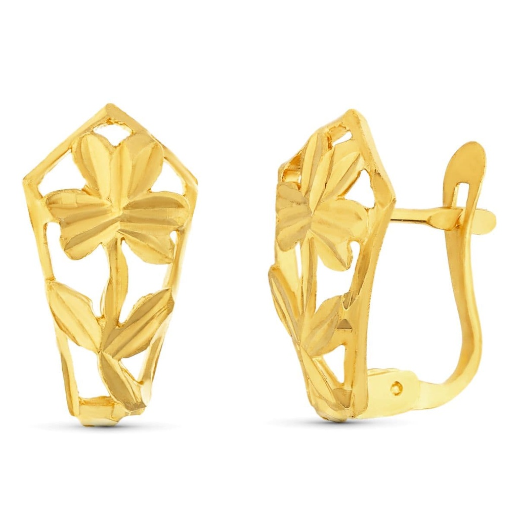 18K PENDIENTES CALADOS FLOR 14X7 MM