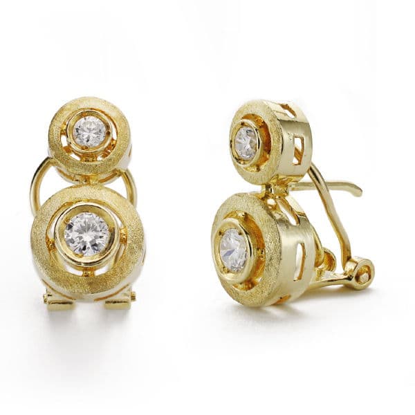 18K PENDIENTES TU Y YO 2 CIRCONITAS 16X9 MM