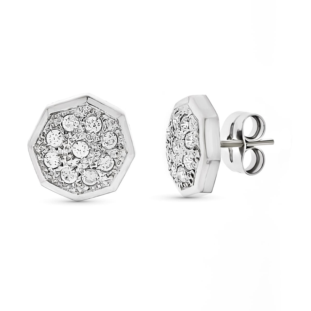 18K PENDIENTES ORO BLANCO CIRCONITAS 11X11 MM