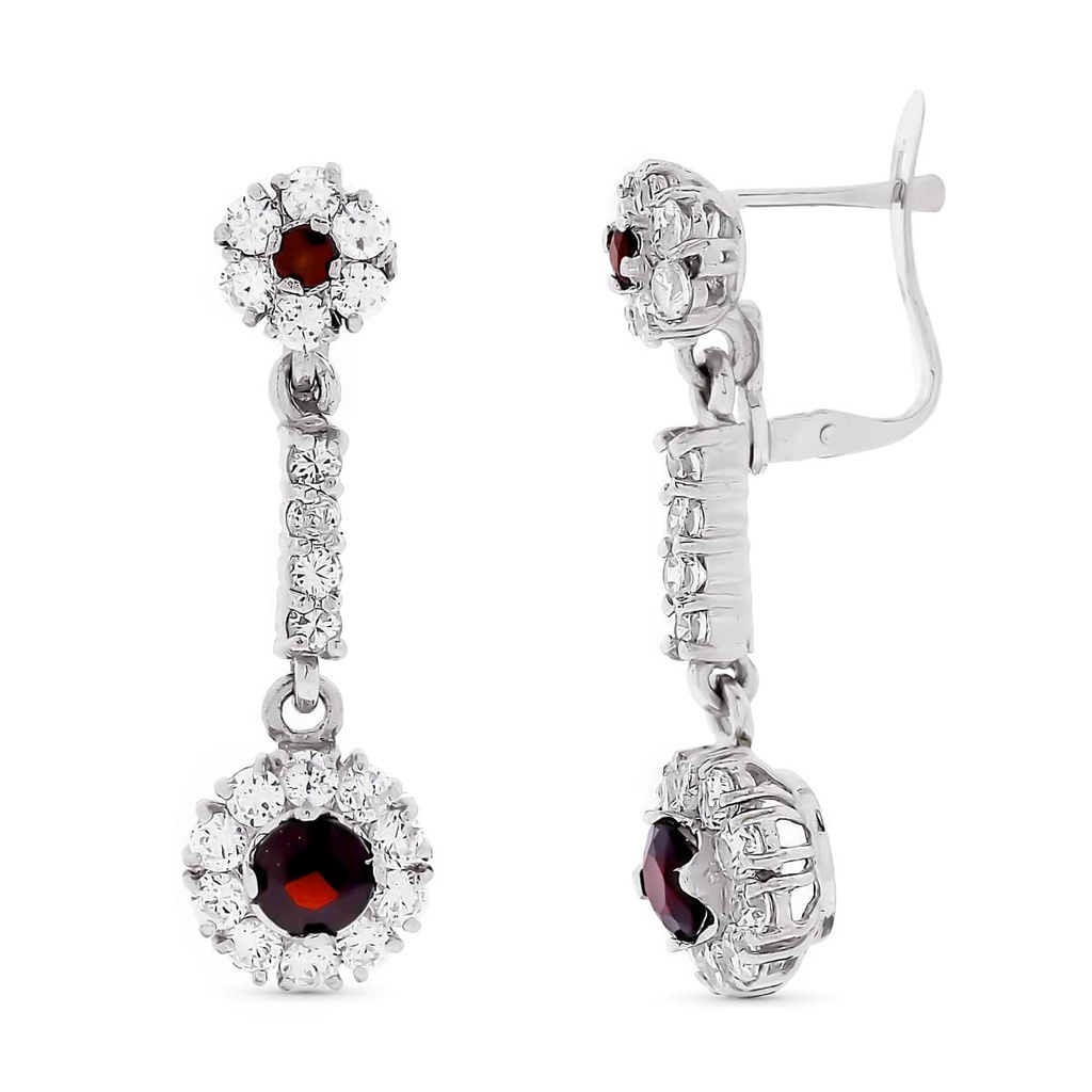 18K PENDIENTES ORO BLANCO CUAJOS CIRCONITAS 33X10 MM