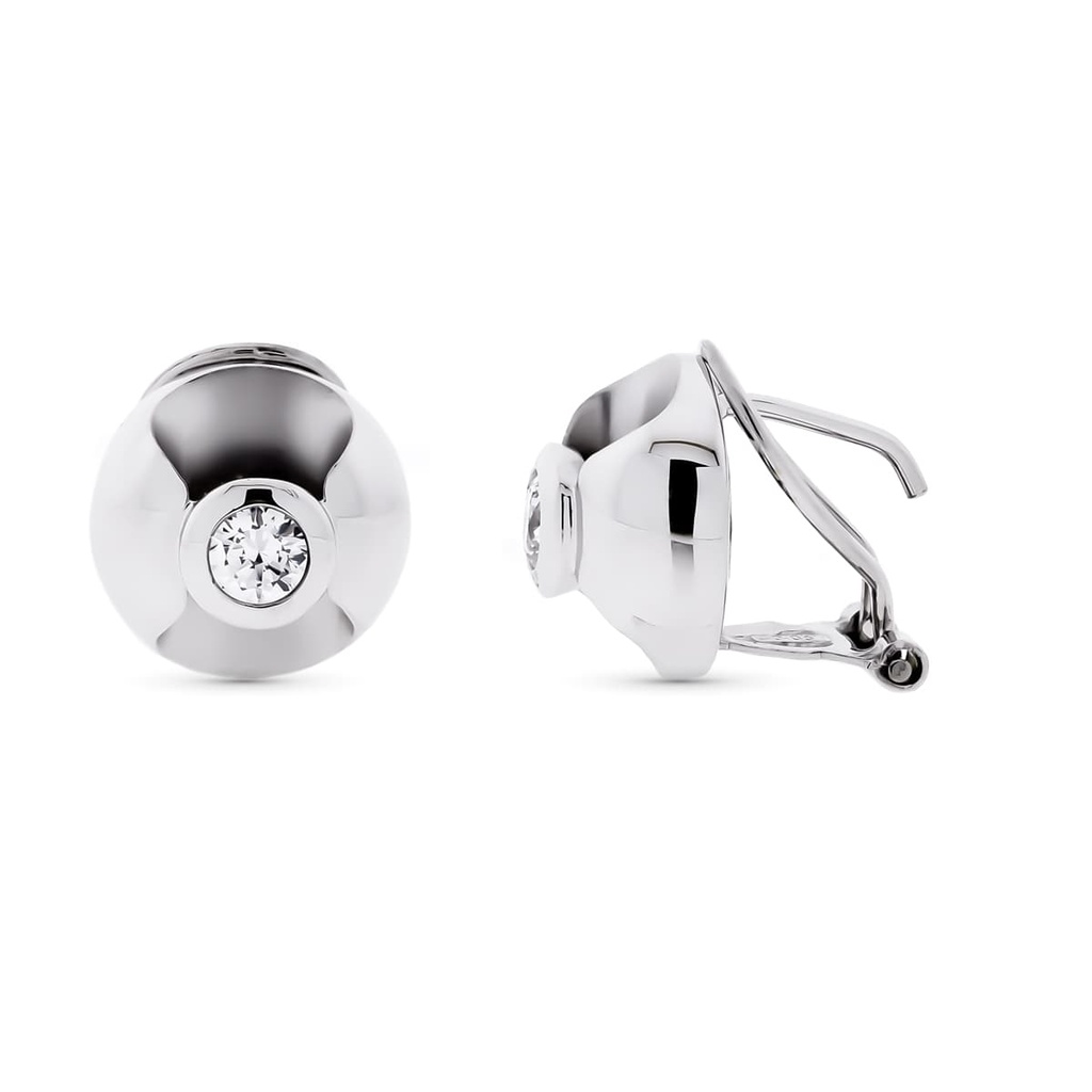 18K PENDIENTES ORO BLANCO CIRCONITAS 12 MM