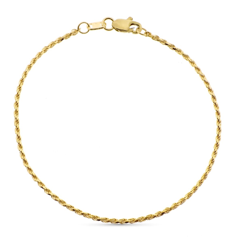 18K PULSERA ORO AMARILLO CORDON SALOMONICO ANCHO 1.5 MM 19 CM