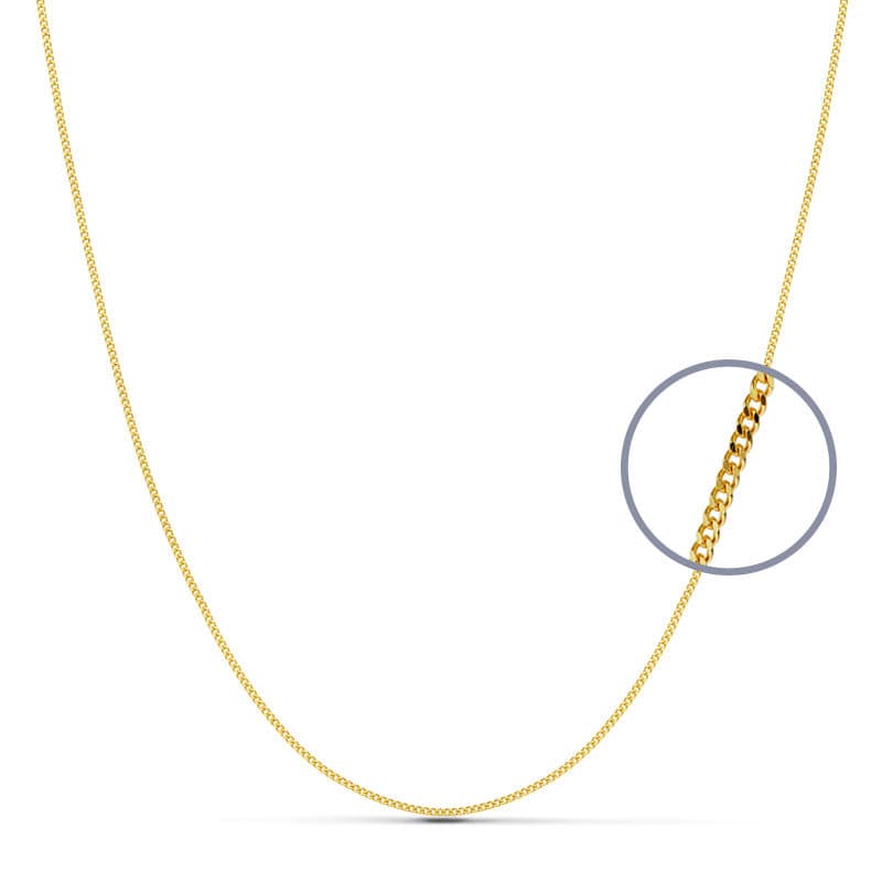 18K CADENA MACIZA BARBADA 50 CM 1 MM