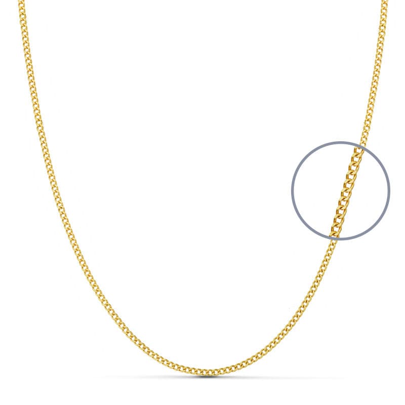 18K CADENA MACIZA BARBADA 40 CM 1.2 MM