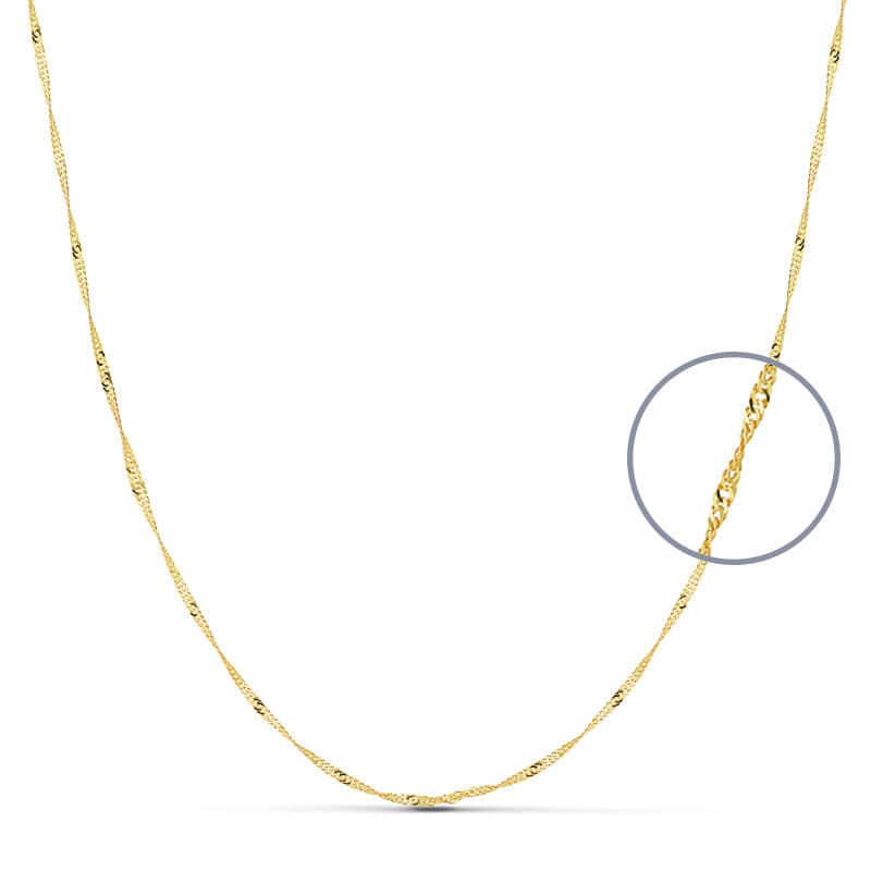 18K CADENA MACIZA SINGAPUR 40 CM 1.2 MM