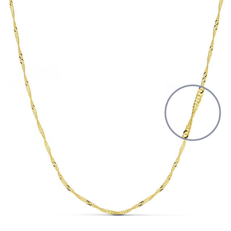 18K CADENA MACIZA SINGAPUR 50 CM 1.5 MM