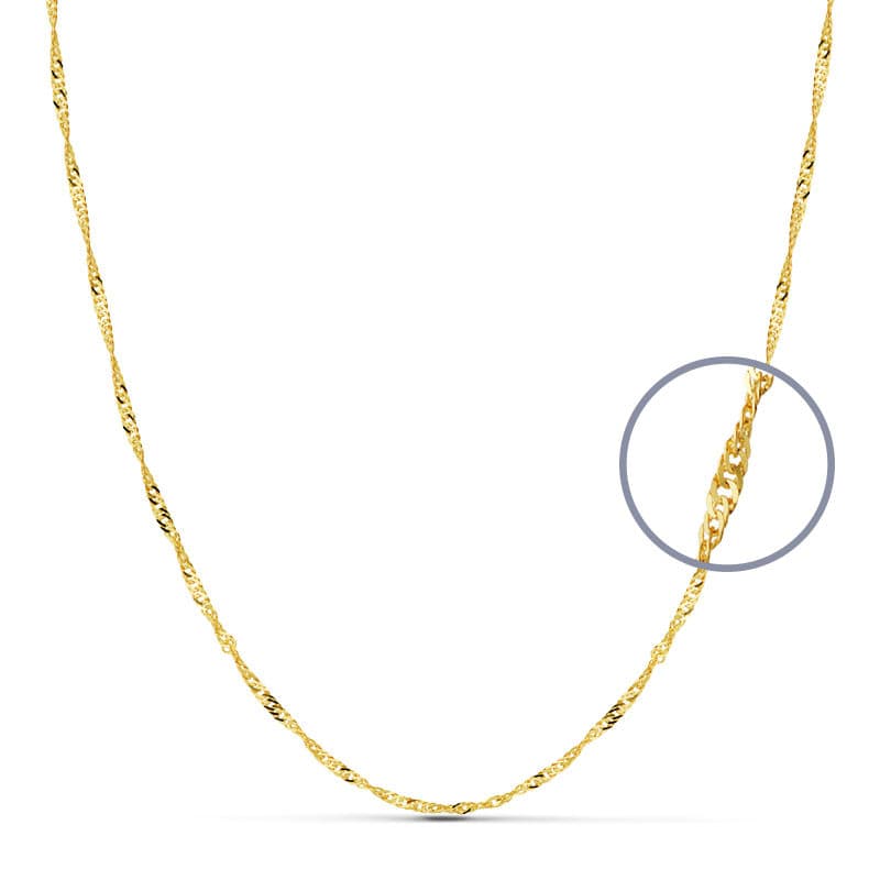 18K CADENA MACIZA SINGAPUR 40 CM 1.8 MM