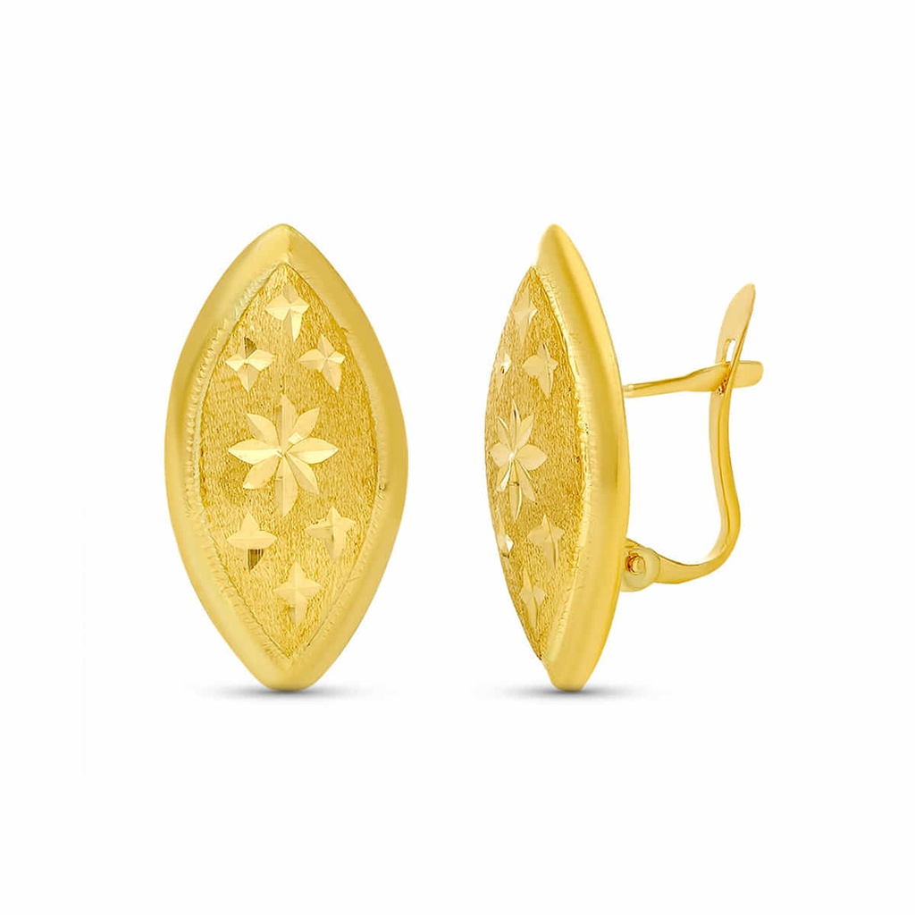 18K PENDIENTES TALLADOS. 21X11 MM