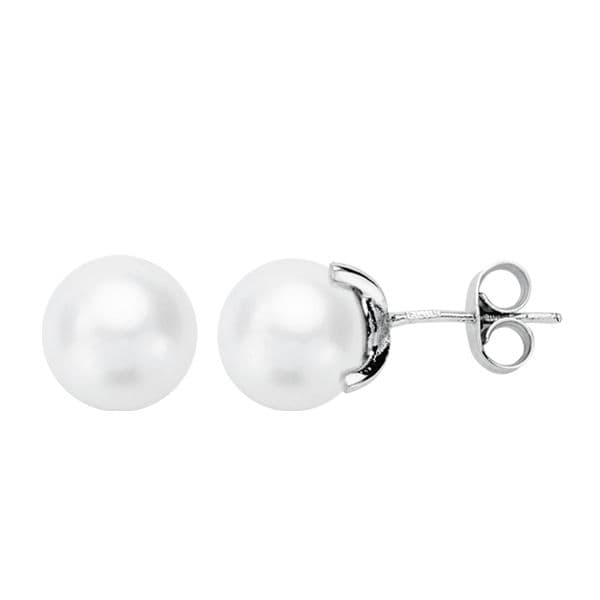 18K PENDIENTES PERLA CULTIVADA 7-7.5 MM ORO BLANCO