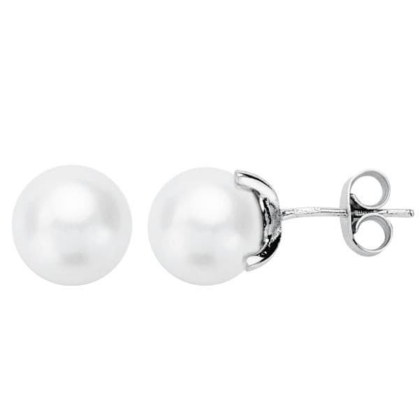 18K PENDIENTES ORO BLANCO PERLA CULTIVADA 8-8.5 MM