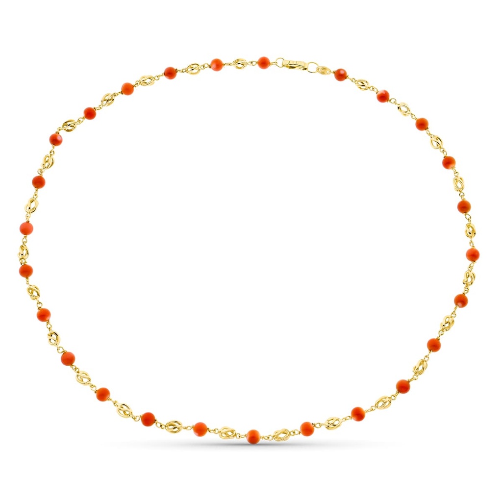 18K COLLAR ORO AMARILLO JAULA CORAL FINO JAPONES 5 MM 50CM