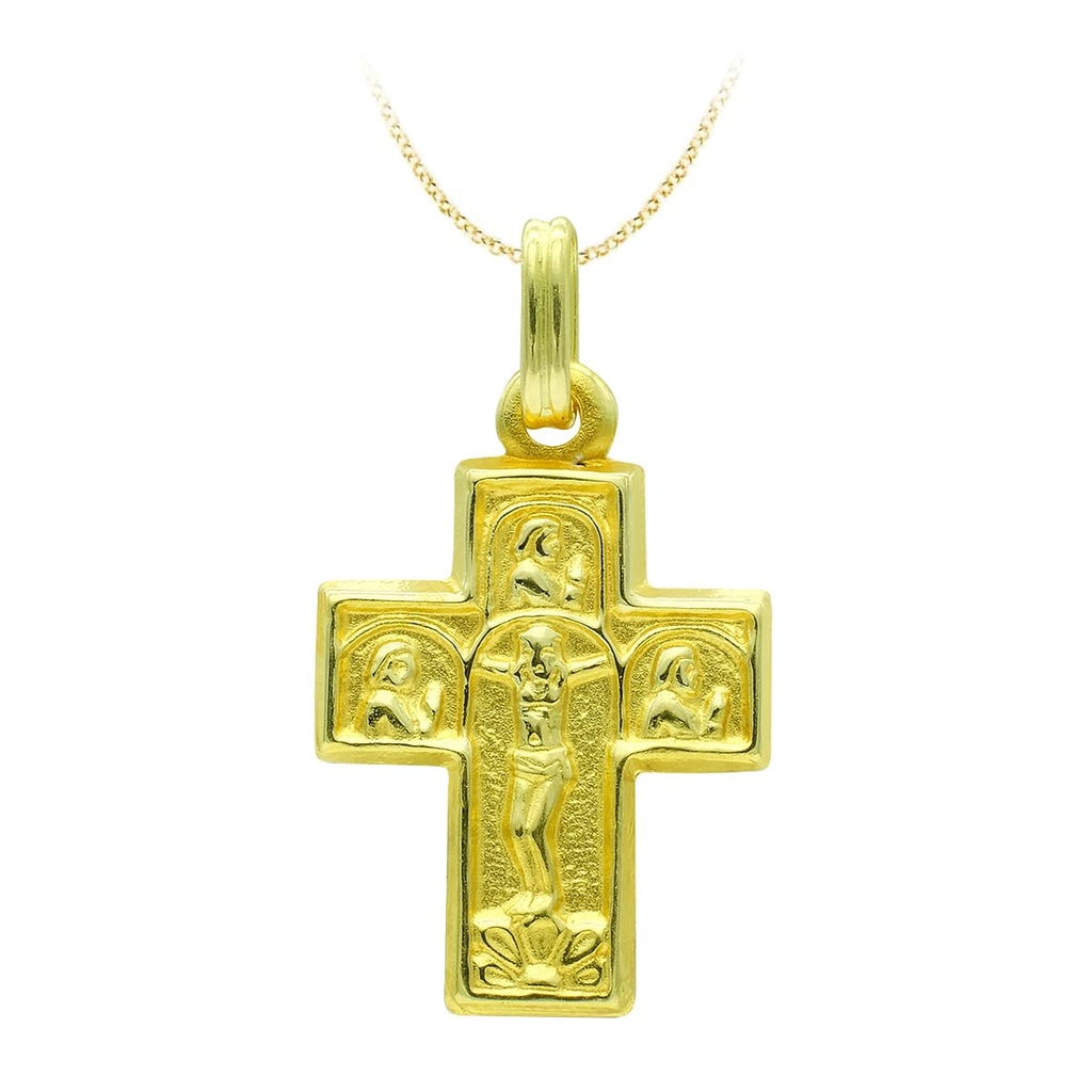 18K CRUZ ORO AMARILLO CON CRISTO 23X16 MM
