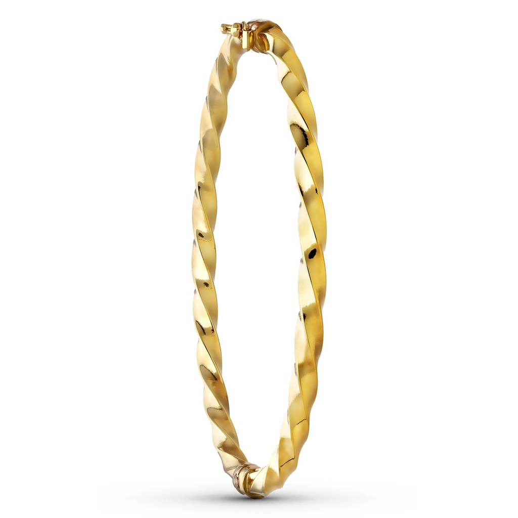 18K PULSERA MEDIA CAÑA ORO AMARILLO RETORCIDA