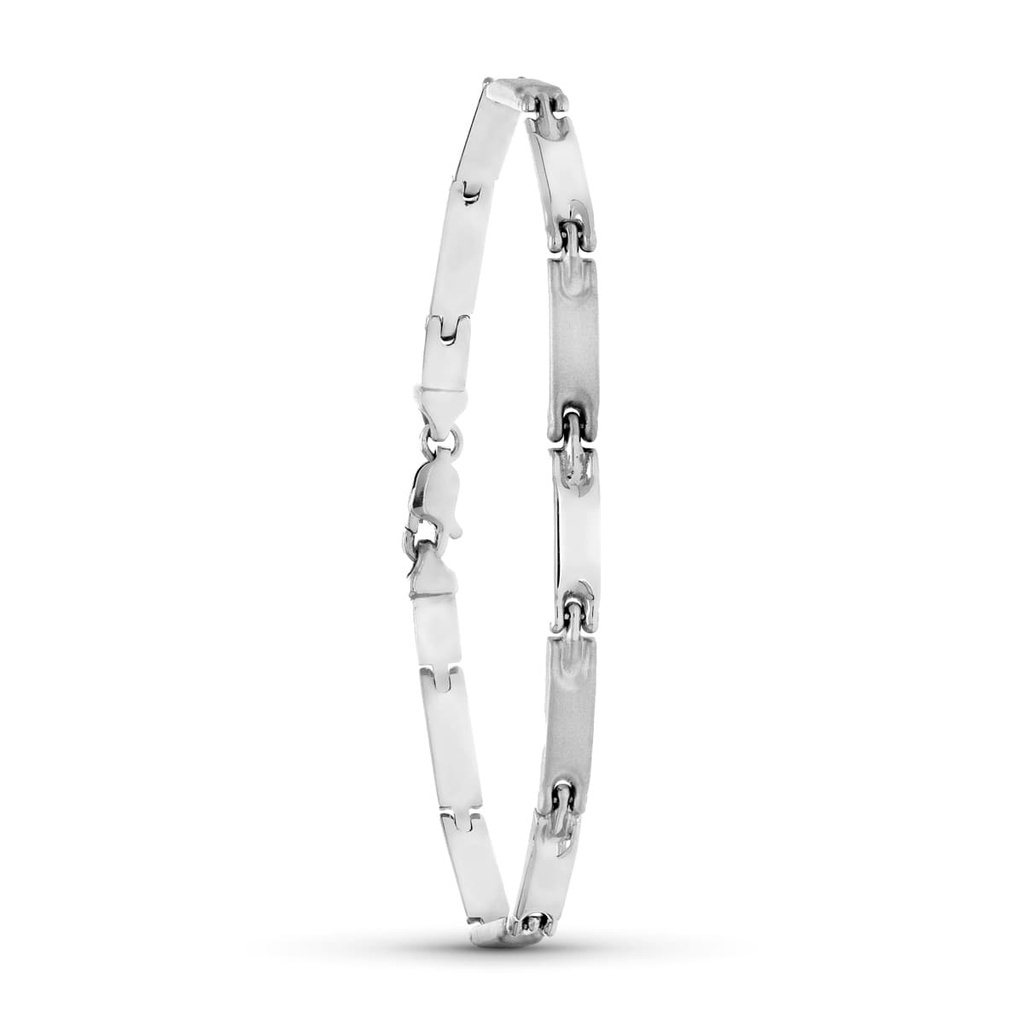 18K PULSERA ORO BLANCO TRAMOS MATE Y BRILLO