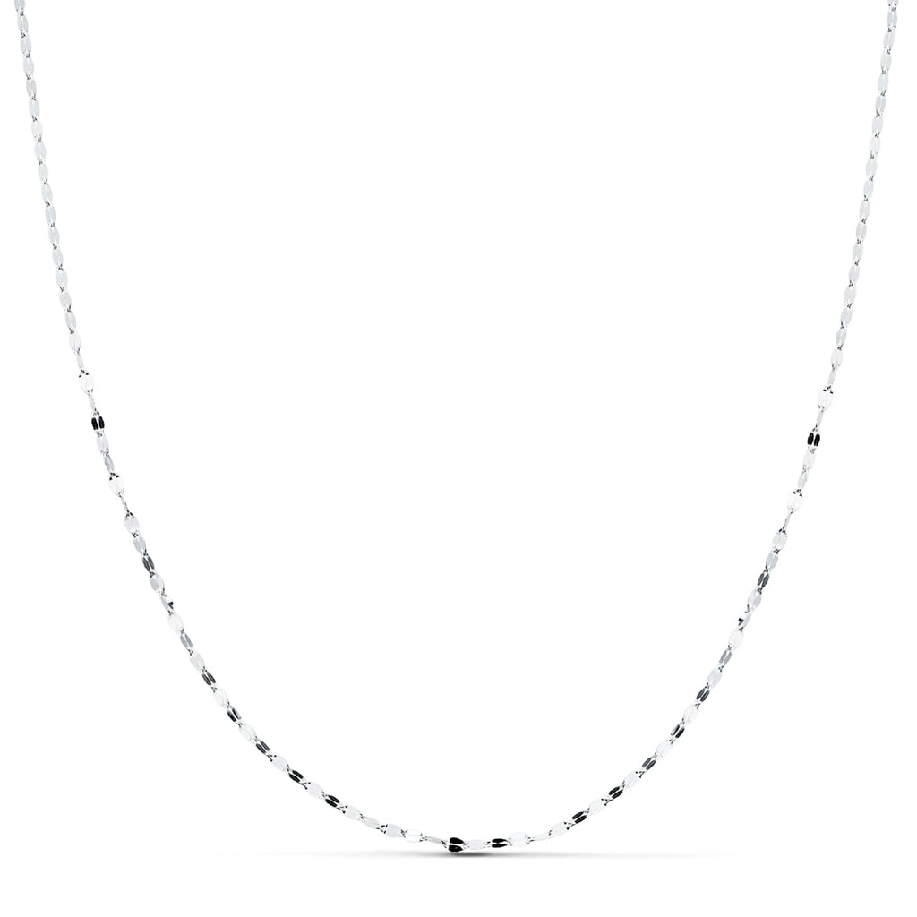 18K CADENA MACIZA ORO BLANCO DIAMANTADA 45 CM 1.2 MM