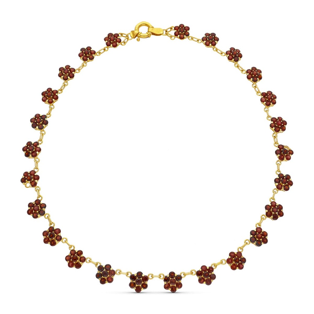 18K GARGANTILLA ORO AMARILLO CUAJOS DE GRANATES