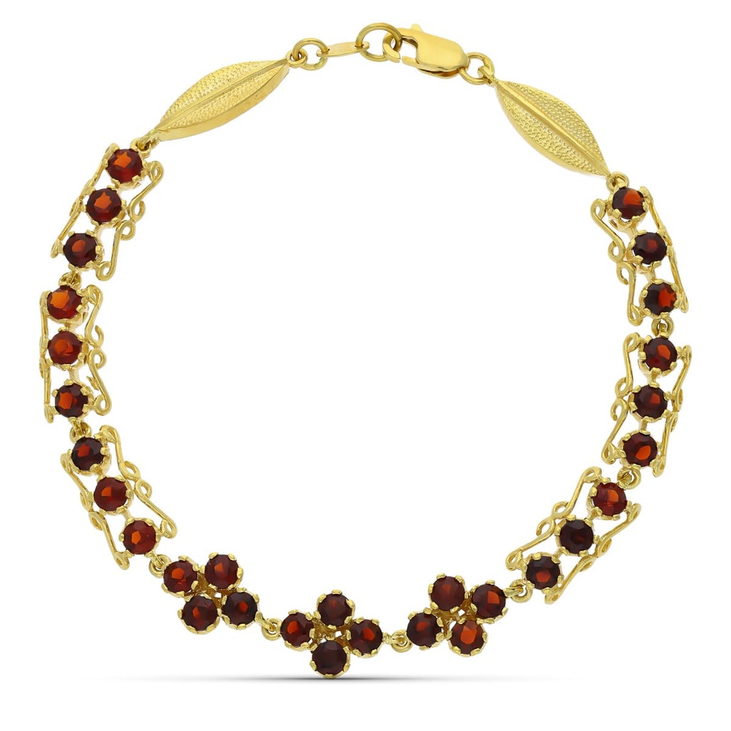 18K PULSERA ORO AMARILLO Y GRANATES
