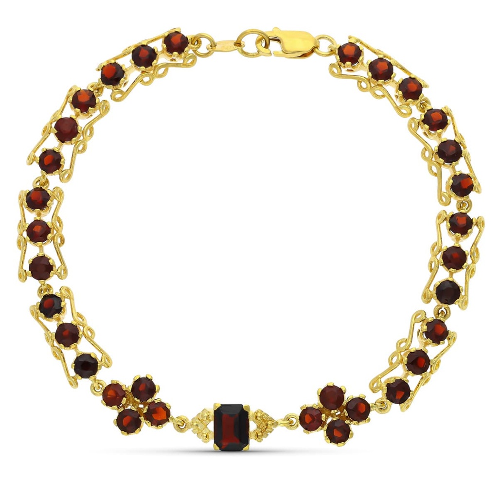18K PULSERA ORO AMARILLO Y GRANATES
