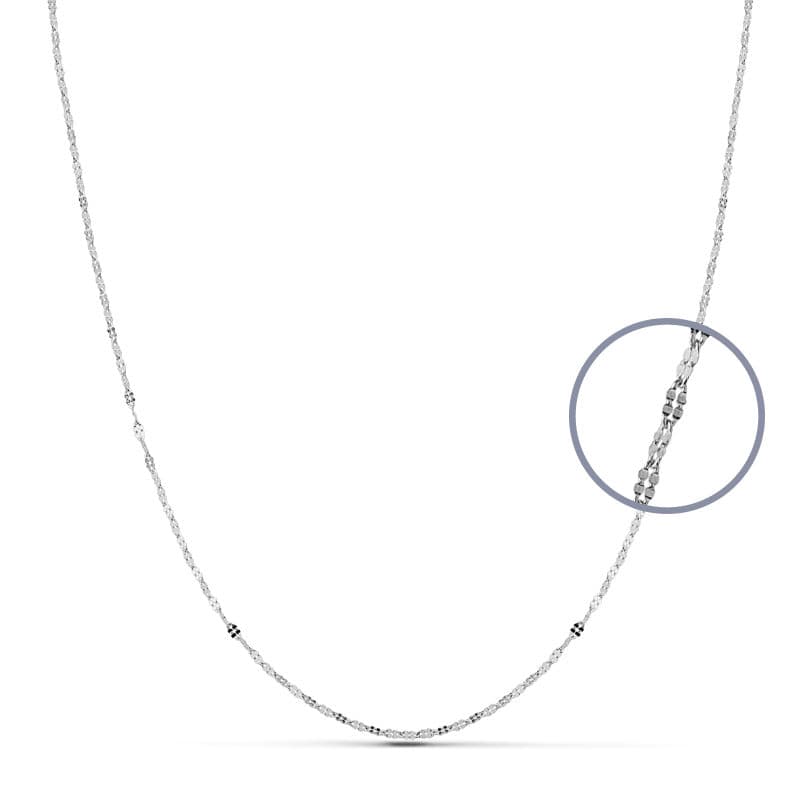 18K CADENA MACIZA ORO BLANCO 40 CM 1.1 MM