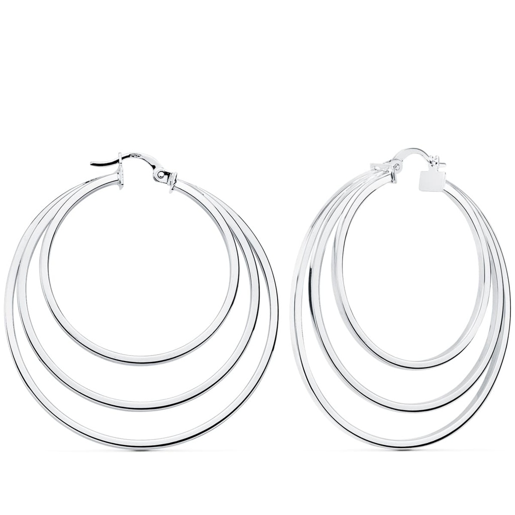 18K AROS TRIPLES ORO BLANCO HUECOS REDONDOS 43 MM