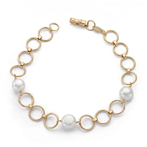 18K PULSERA COMUNION PERLA CULTIVADA REDONDA 18CM