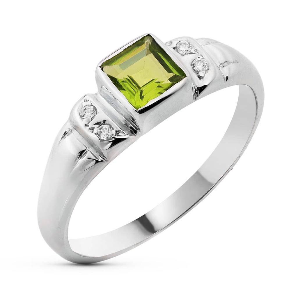 18K SORTIJA ORO BLANCO PIEDRA COLOR Y CIRCONITAS
