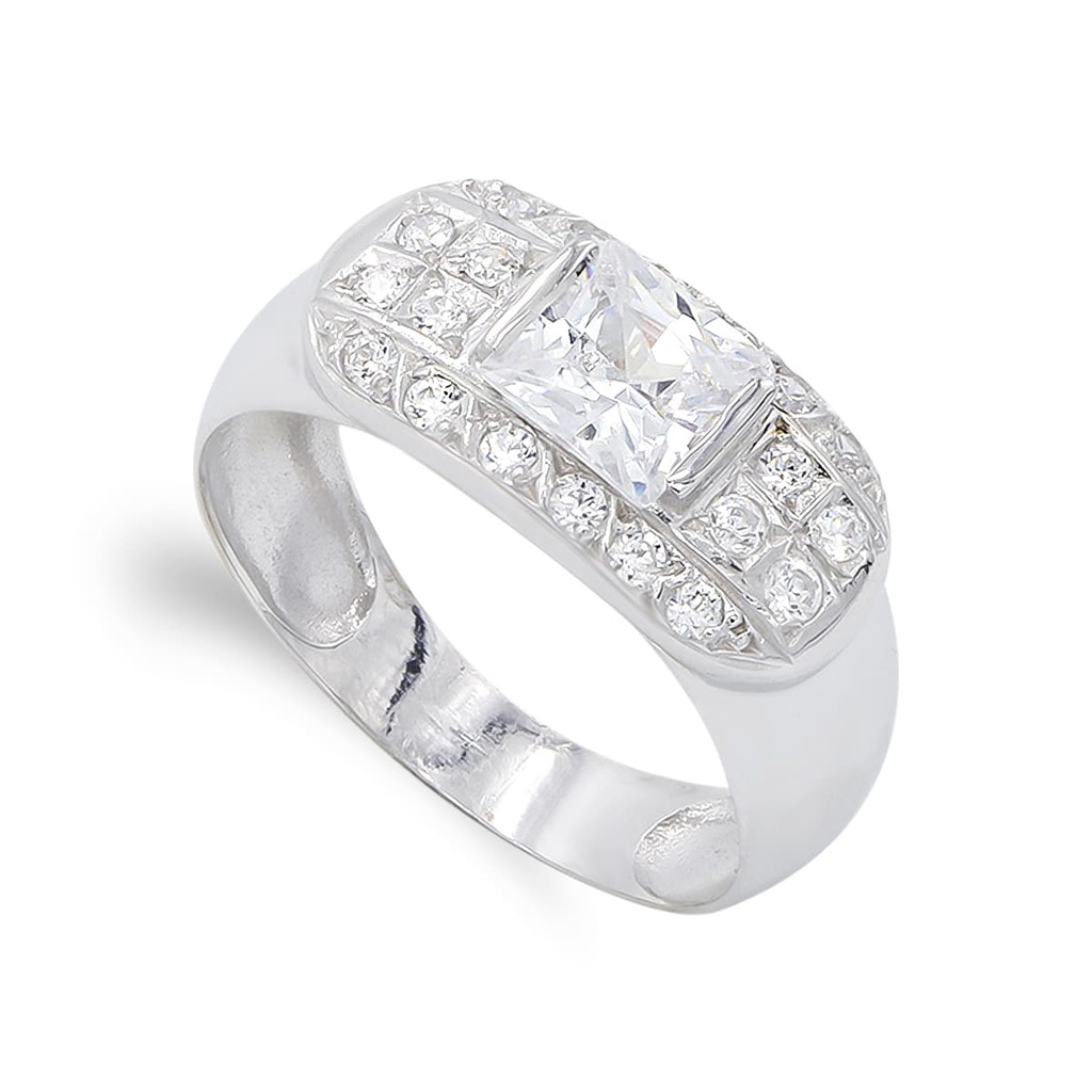 18K SORTIJA ORO BLANCO PIEDRA Y CIRCONITAS