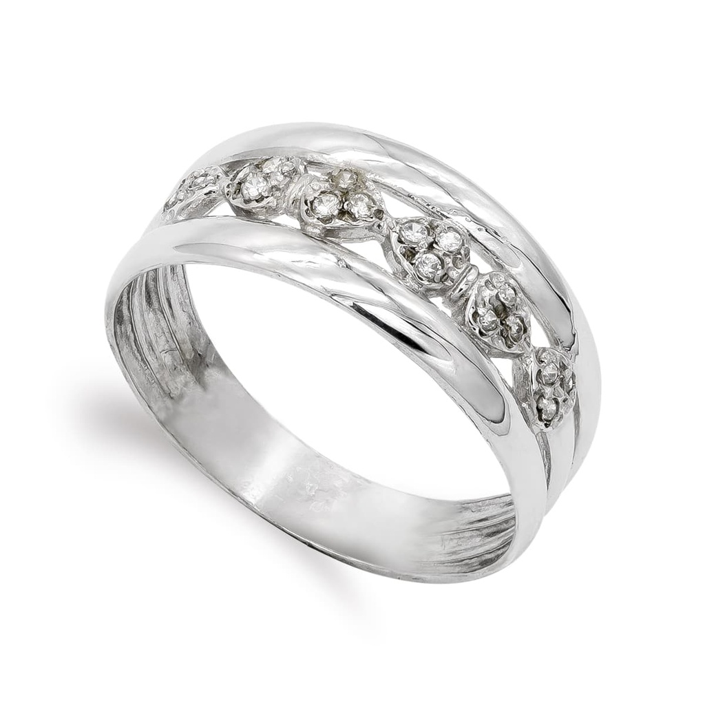 18K SORTIJA ORO BLANCO Y CIRCONITAS