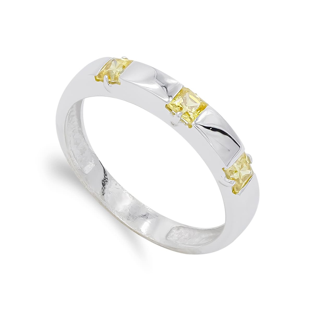 18K SORTIJA ORO BLANCO Y PIEDRAS COLOR