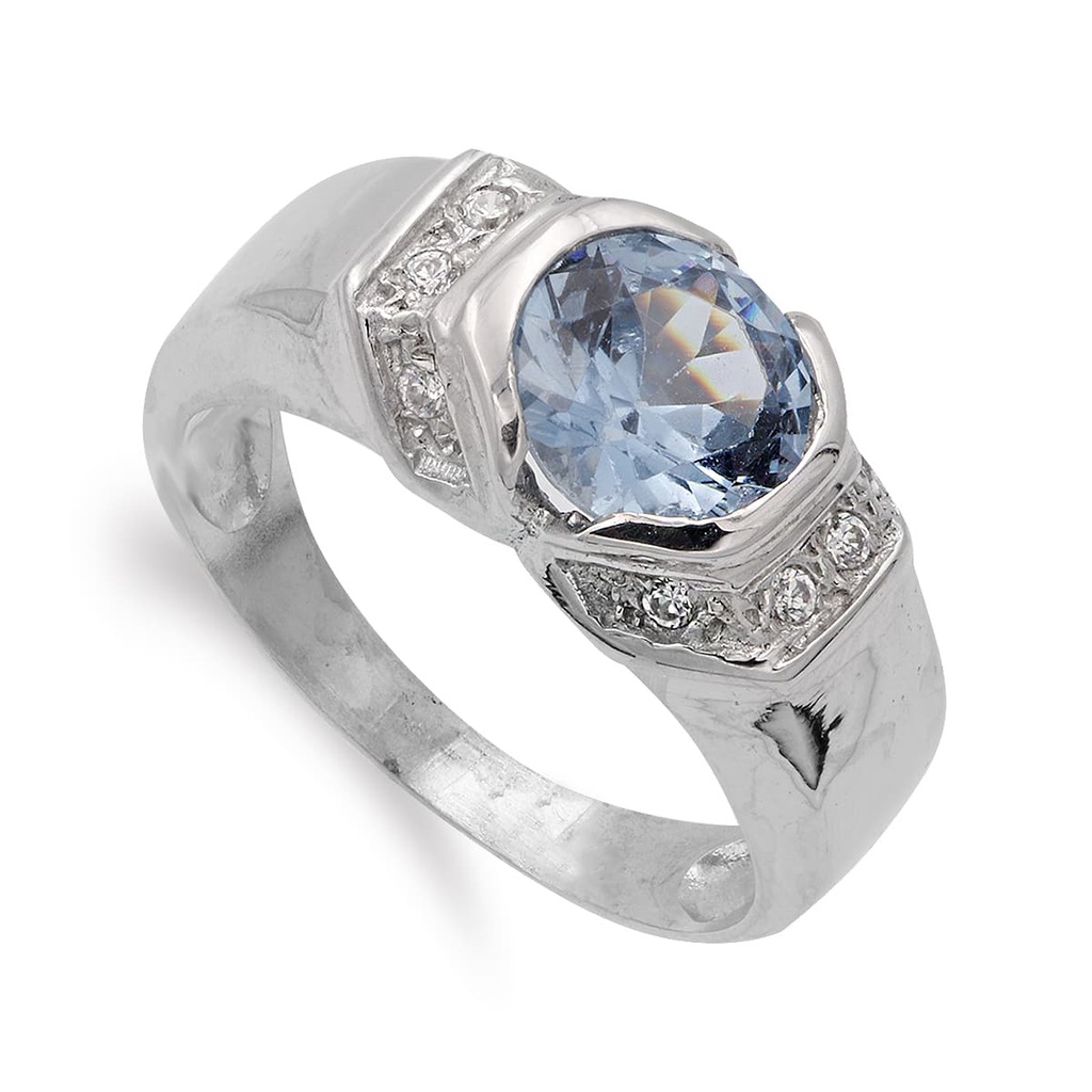 18K SORTIJA ORO BLANCO AGUAMARINA 8 MM