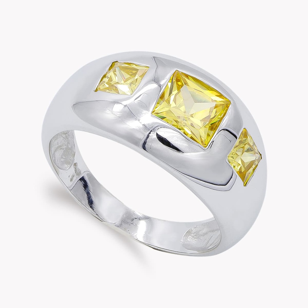 18K SORTIJA ORO BLANCO Y TRES PIEDRAS