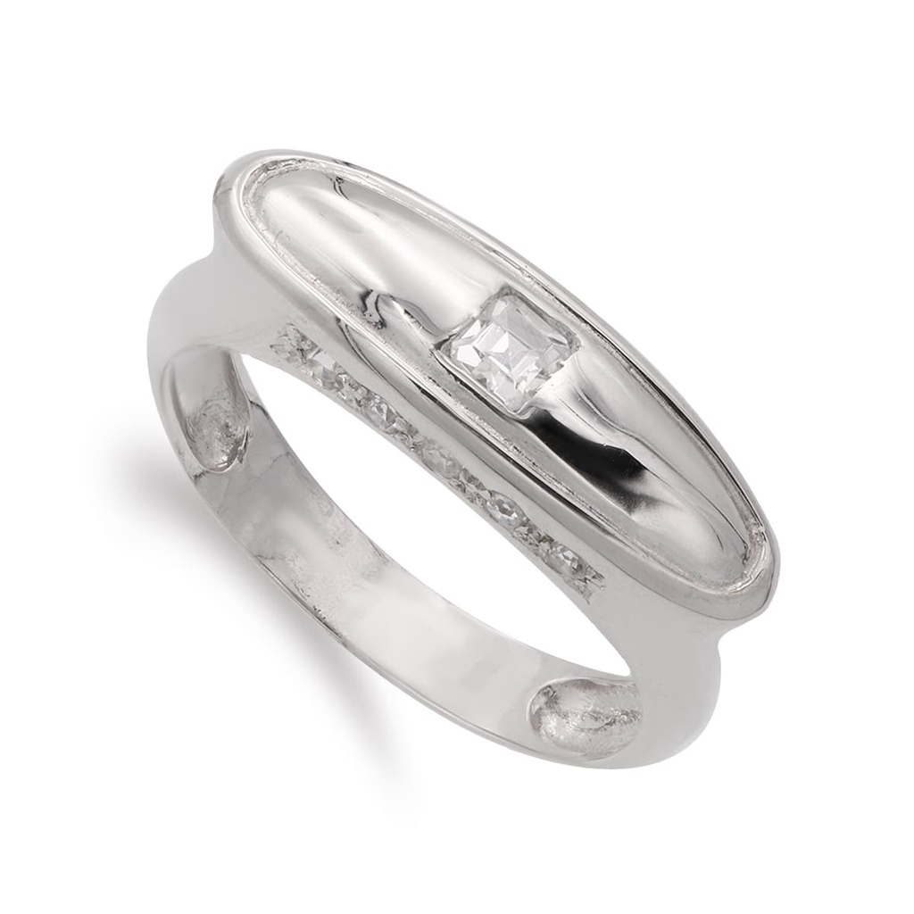 18K SORTIJA ORO BLANCO PIEDRA BLANCA CIRCONITAS