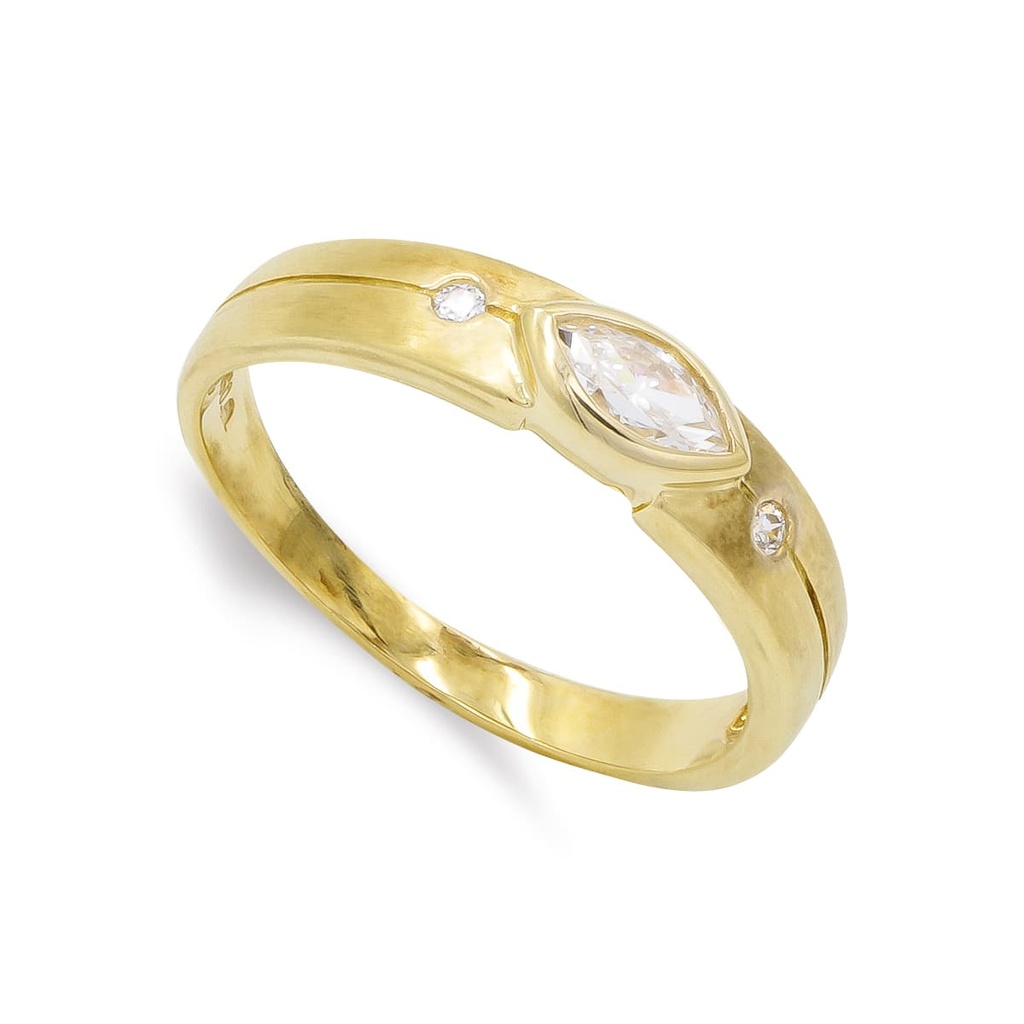 18K SORTIJA ORO AMARILLO MATE Y BRILLO Y CIRCONITAS
