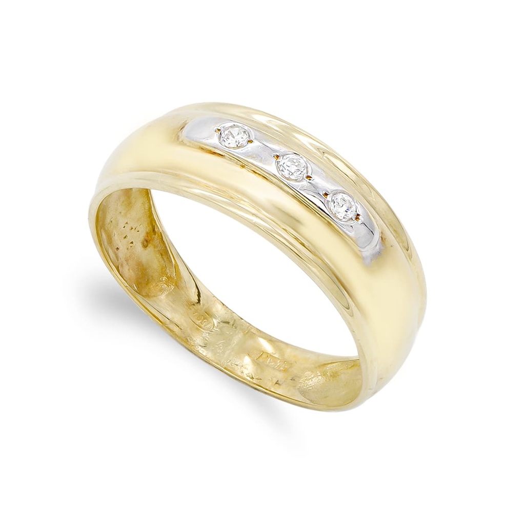 18K SORTIJA ORO BICOLOR MATE Y BRILLO Y CIRCONITAS