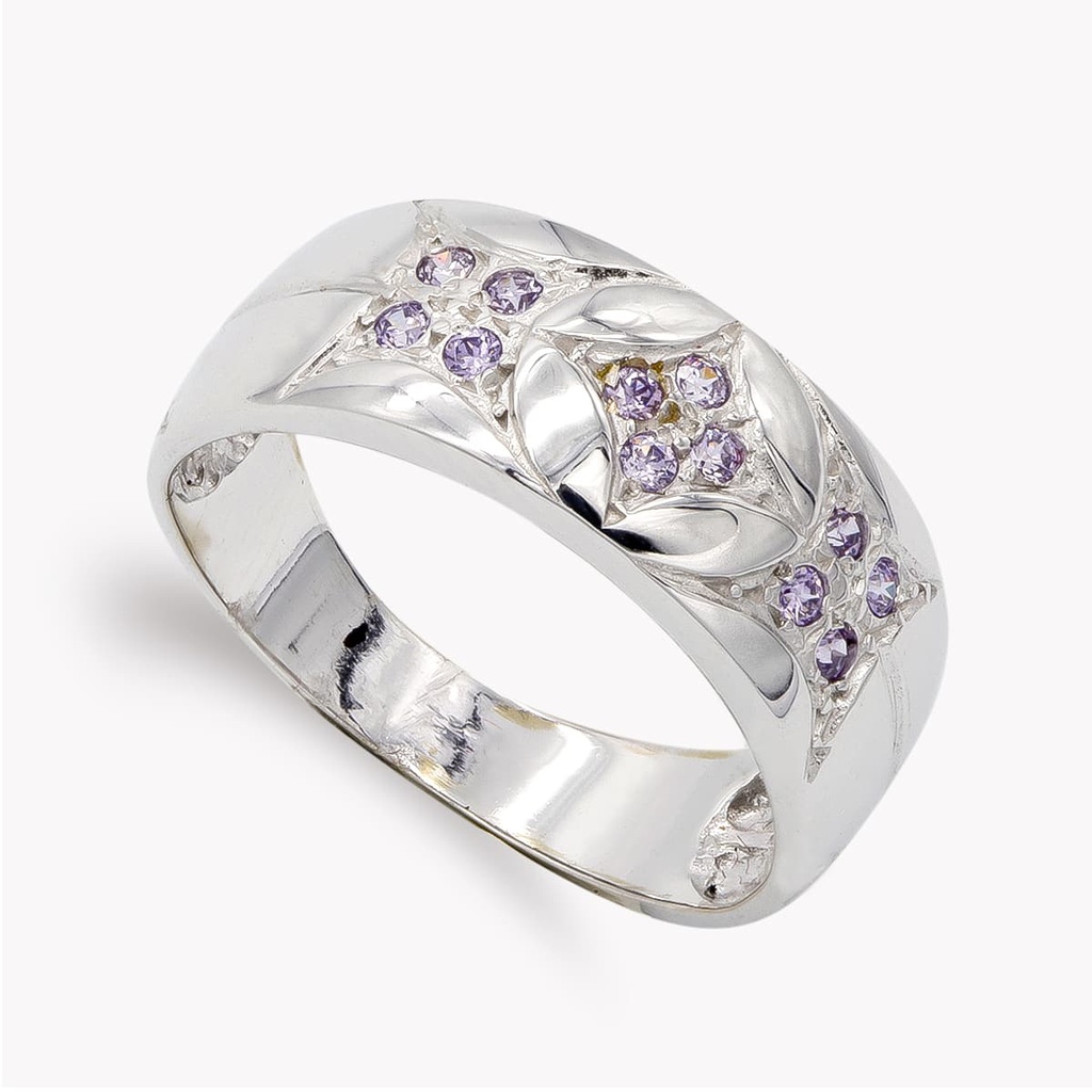 18K SORTIJA ORO BLANCO CIRCONITAS COLOR