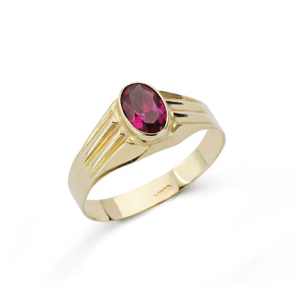 18K SELLO ORO AMARILLO BEBE PIEDRA TALLADO